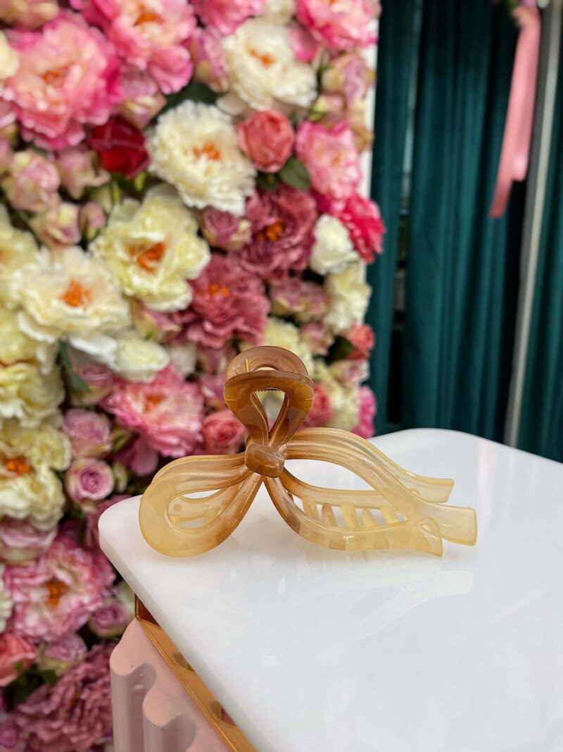 Clip per capelli fiocco caramello