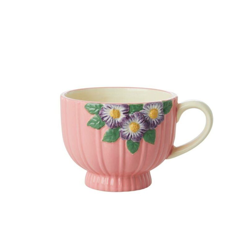 Tazza rosa con motivo floreale - immagine 2