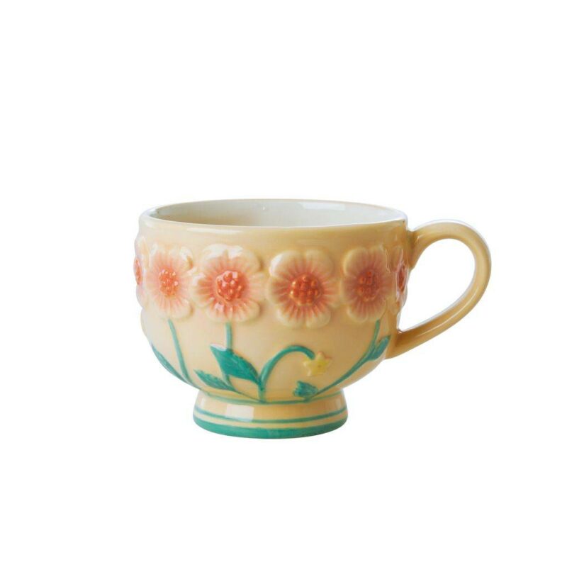 Tazza gialla con motivo floreale - immagine 2