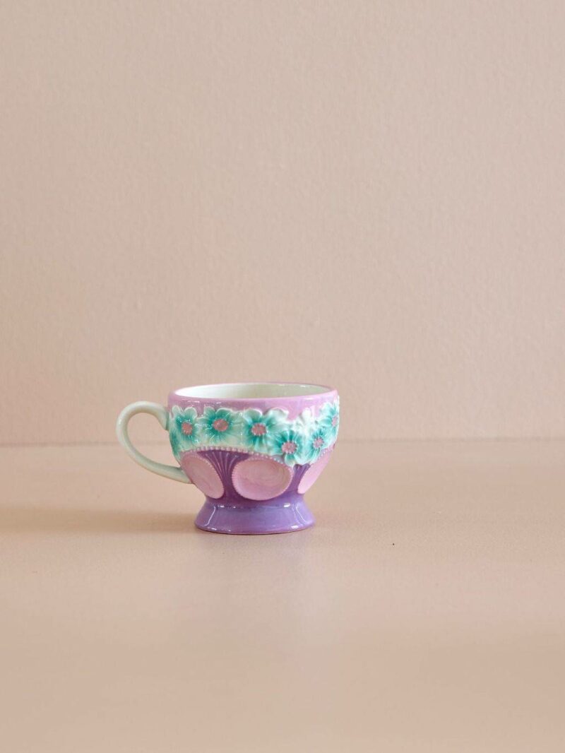 Tazza lilla con motivo floreale - immagine 2
