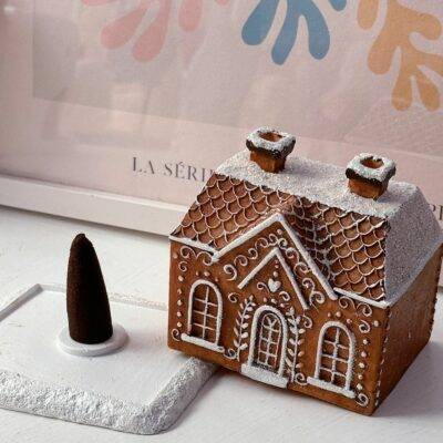 Bruciatore coni di incenso casetta gingerbread glitter