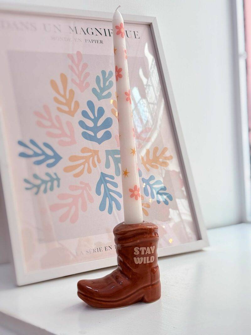 Porta candele camperos cowboy Stay wild con candela - immagine 3