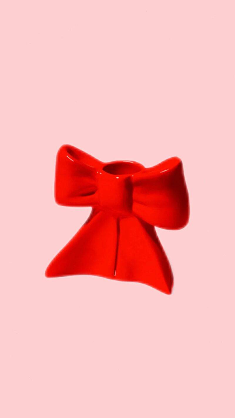 Portacandele fiocco rosso