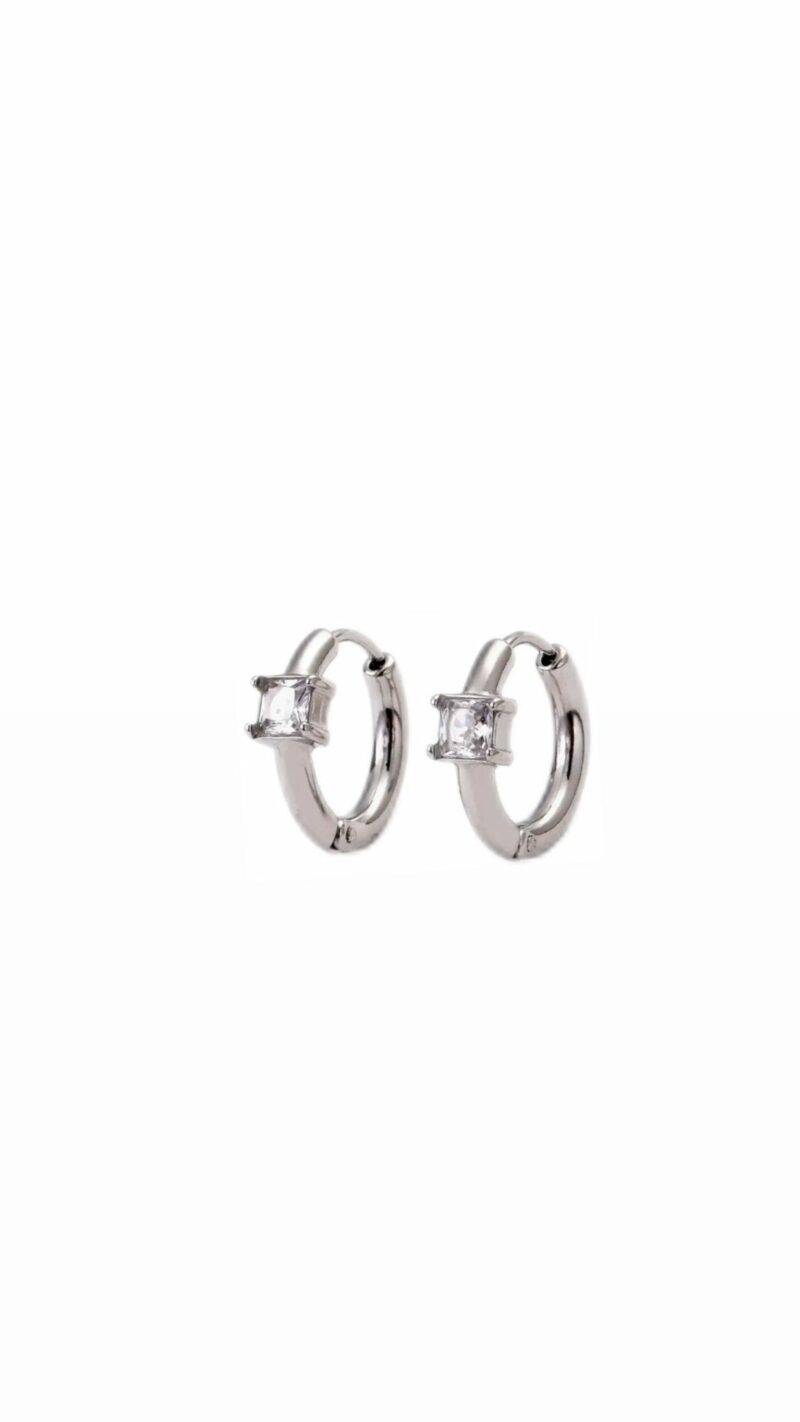 Orecchini mini diamond hoop - immagine 2